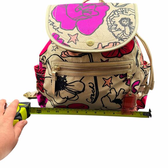 Coach Kyra Poppy Floral Backpack beige with Pink Gold White Purple F19284 fabric - Picture 6 of 12